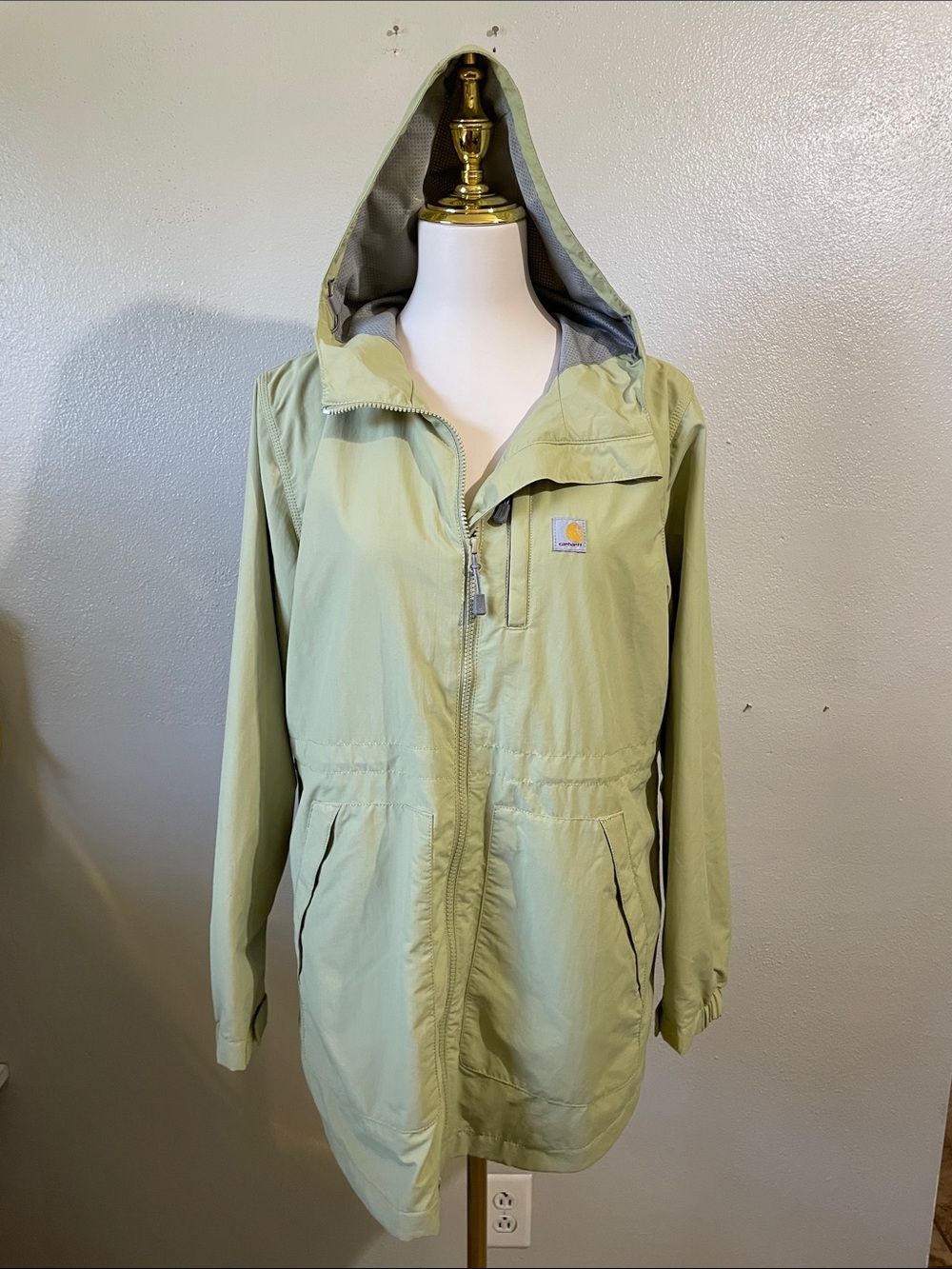 Carhartt Rain Defender Hooded Zip Jacket Relaxed Fit Medium Sage Green Outdoor